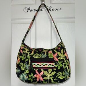 Vera Bradley New Hobo Shoulder Bag Floral Black Botanica Retired Spring 2007
